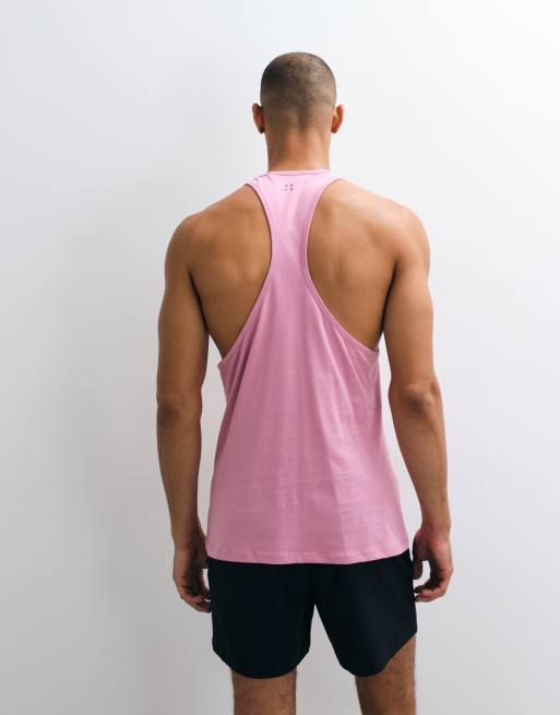 4505 Icon cotton drop armhole stringer tank top with quick dry finish in pink wash, 5 of 5