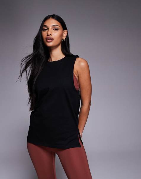 4505 Icon cotton drop armhole tank top with quick dry finish in black - view 1