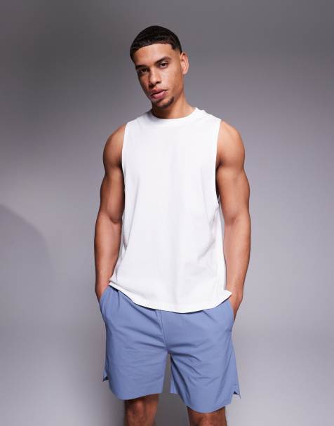 4505 Icon cotton drop armhole training tank top in white - view 1