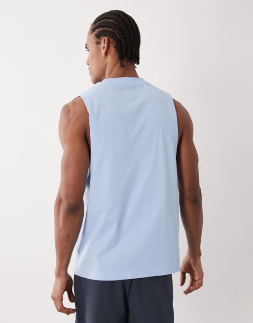 4505 Icon cotton drop armhole training vest with quick dry finish in light blue, 5 of 5