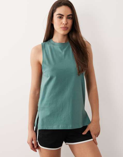 4505 Icon cotton drop armhole vest with quick dry finish in sage - view 1