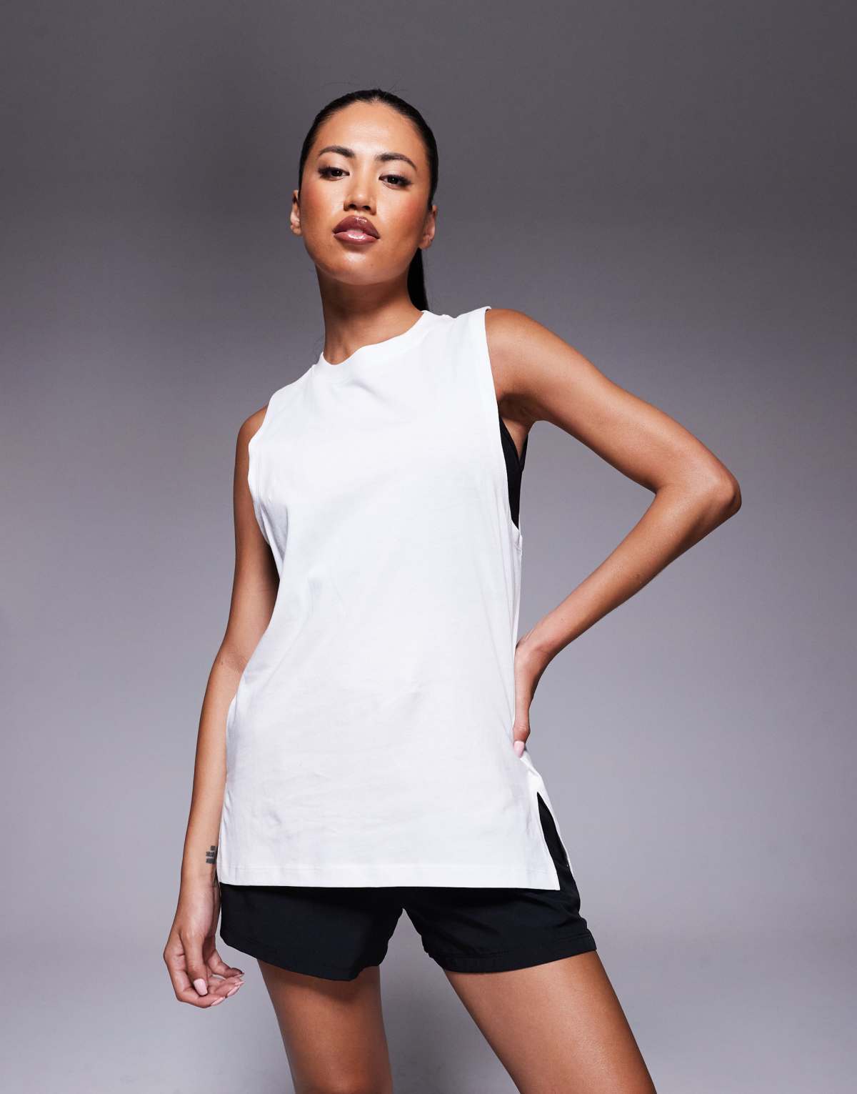 4505 Icon cotton drop armhole vest with quick dry finish in white