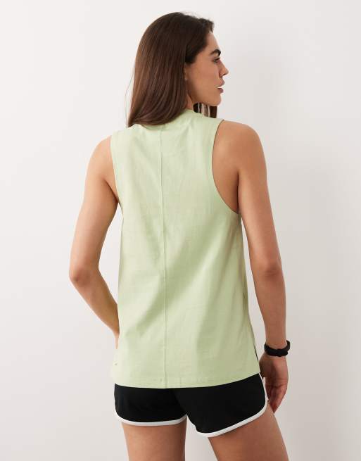 4505 Icon cotton dropped armholes tank top with quick dry finish in lime, 3 of 4