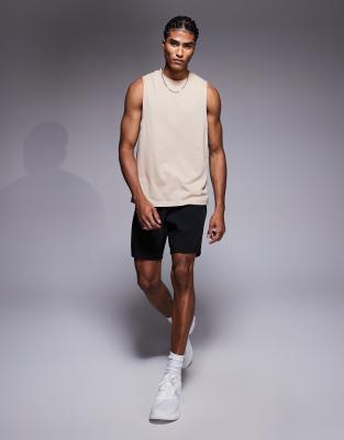 4505 Icon Cotton Dropped Armholes Training Tank Top With Quick Dry Finish In Neutral