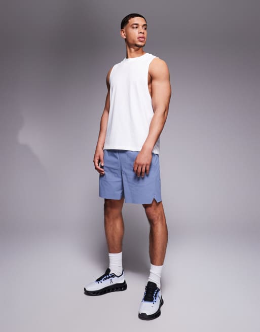 4505 Icon cotton dropped armholes training tank top with quick dry finish in white