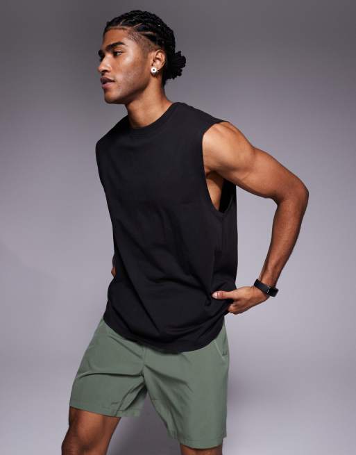 4505 Icon cotton oversized pump training tank top with quick dry finish in coffee wash 