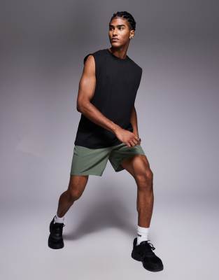 4505 Icon Cotton Oversized Pump Training Tank Top With Quick Dry Finish In Black
