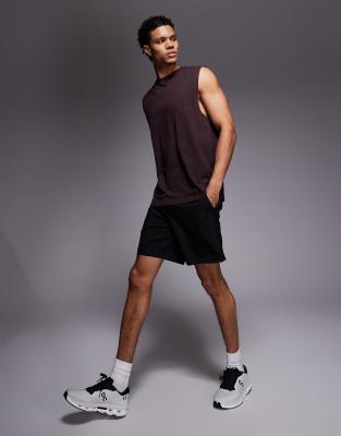 4505 Icon Cotton Oversized Pump Training Tank Top With Quick Dry Finish In Brown