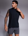 [ASOS] 4505 Icon cotton oversized pump training tank with quick dry finish in black XS Washed Black