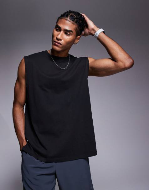 4505 Icon cotton oversized pump training tank with quick dry finish in black - view 1