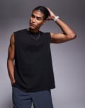 [ASOS] 4505 Icon cotton oversized pump training tank with quick dry finish in black-Brown XS Washed Coffee