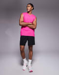 [ASOS] 4505 Icon cotton oversized pump training tank with quick dry finish in bright pink L Bright Pink