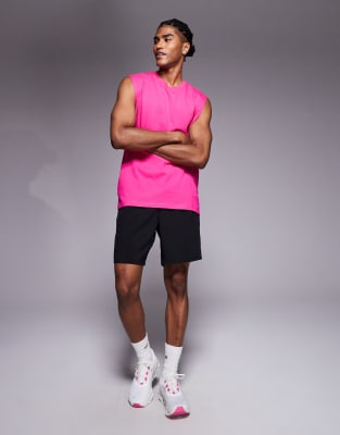 4505 Icon cotton oversized pump training tank with quick dry finish in bright pinl   - view 1