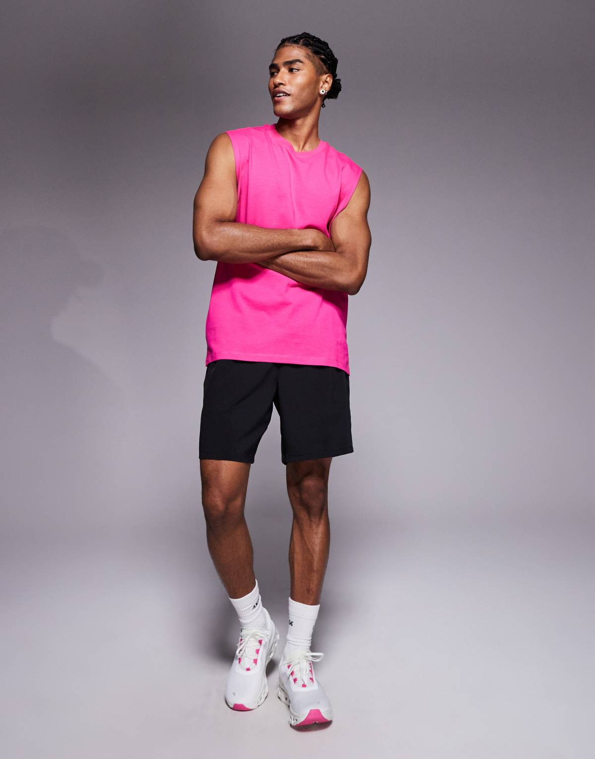 4505 Icon cotton oversized pump training tank with quick dry finish in bright pinl