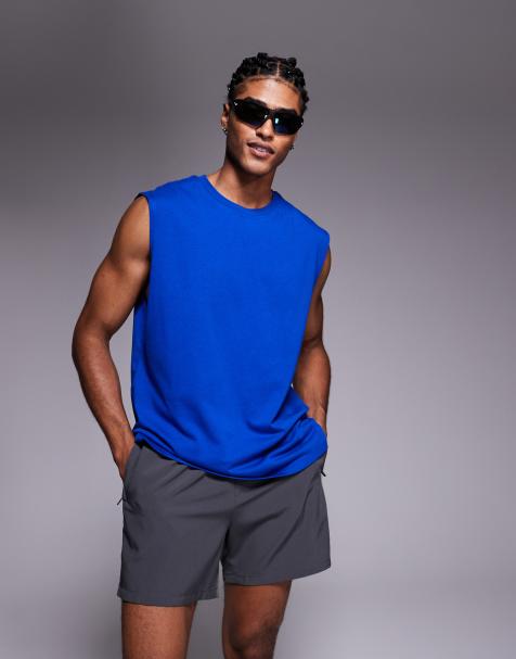 4505 Icon cotton oversized pump training tank with quick dry finish in cobalt blue - view 1