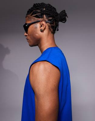 4505 Icon Cotton Oversized Pump Training Tank With Quick Dry Finish In Blue