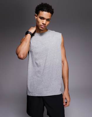 4505 Icon Cotton Oversized Pump Training Tank With Quick Dry Finish In Gray