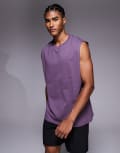 [ASOS] 4505 Icon cotton oversized pump training tank with quick dry finish in heather-Purple S Heather