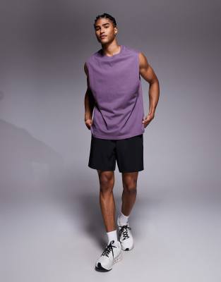 4505 Icon Cotton Oversized Pump Training Tank With Quick Dry Finish In Purple