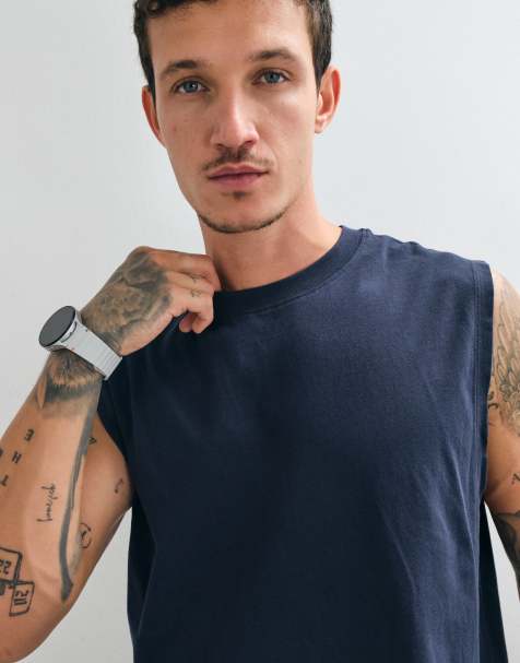 4505 Icon cotton oversized pump training tank with quick dry finish in navy - view 1