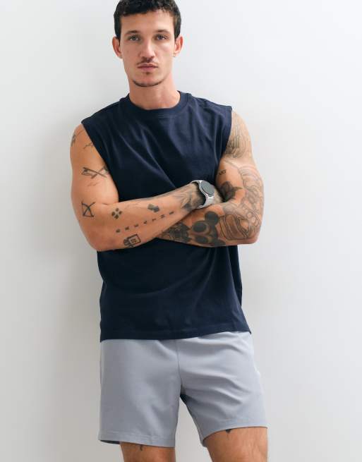 4505 Icon cotton oversized pump training tank with quick dry finish in navy, 2 of 5