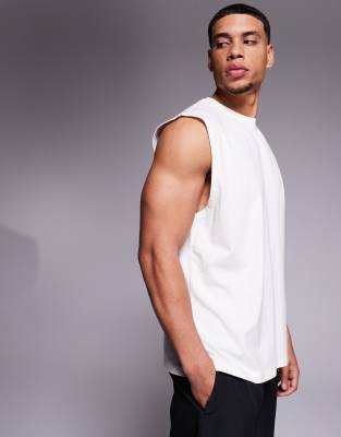 4505 Icon Cotton Oversized Pump Training Tank With Quick Dry Finish In White