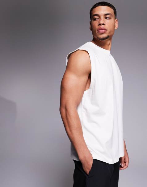 4505 Icon cotton oversized pump training tank with quick dry finish in off white - view 1