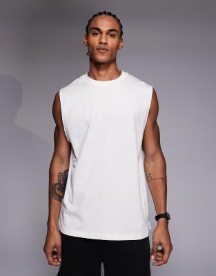 4505 Icon Cotton Oversized Pump Training Tank With Quick Dry Finish In White