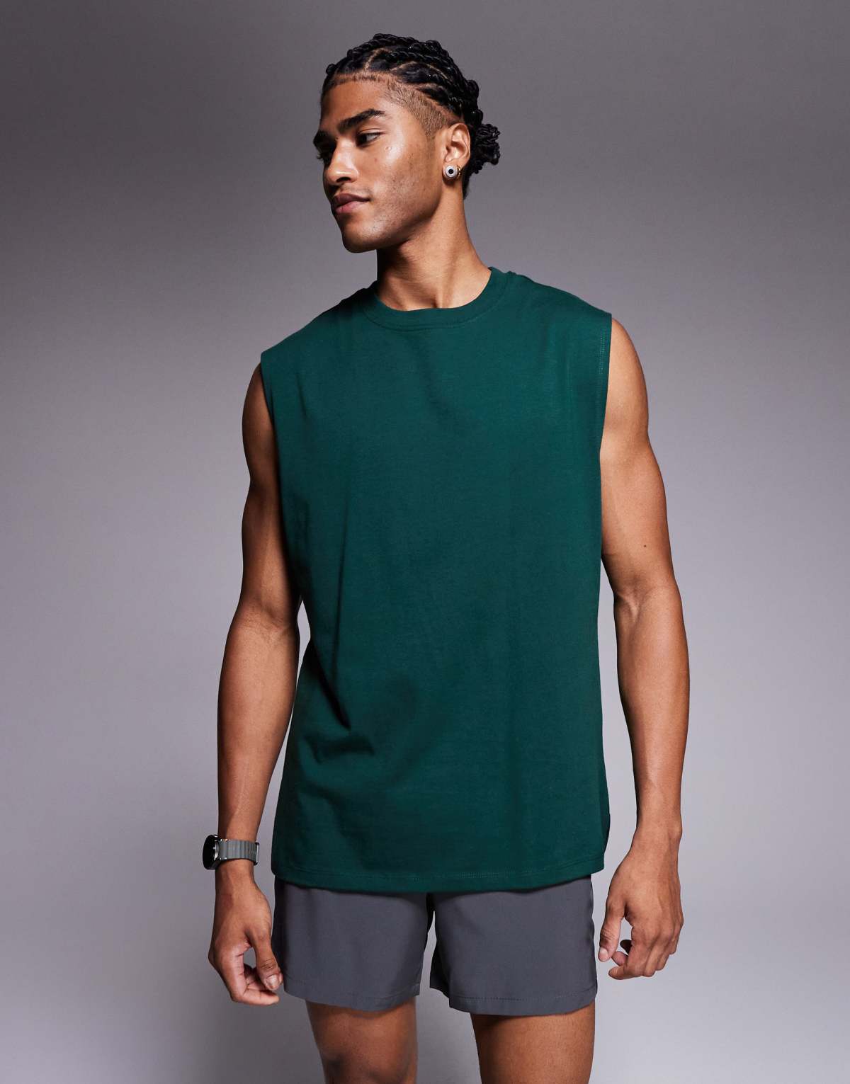 4505 Icon cotton oversized pump training tank with quick dry finish in pine green
