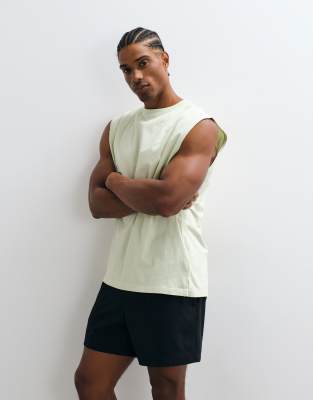 4505 Icon Cotton Oversized Pump Training Tank With Quick Dry Finish In Green