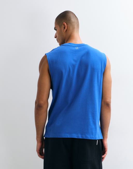 4505 Icon cotton oversized pump training tank with quick dry finish in royal blue, 5 of 5