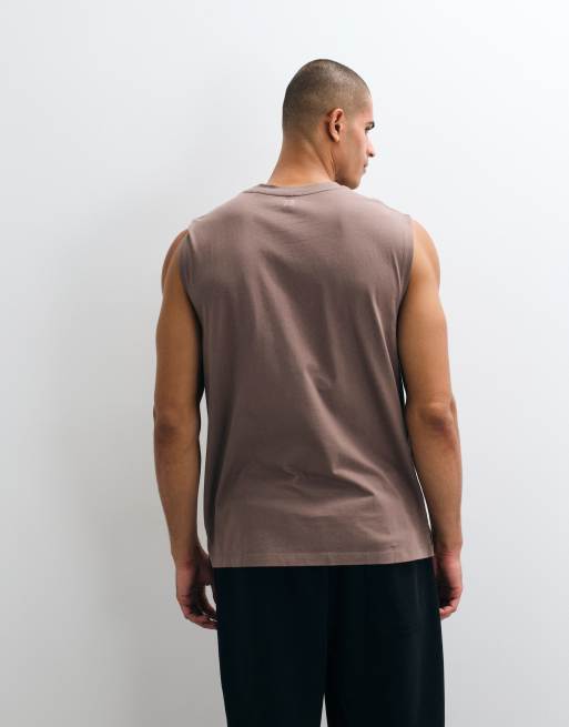 4505 Icon cotton oversized pump training tank with quick dry finish in taupe brown, 4 of 5