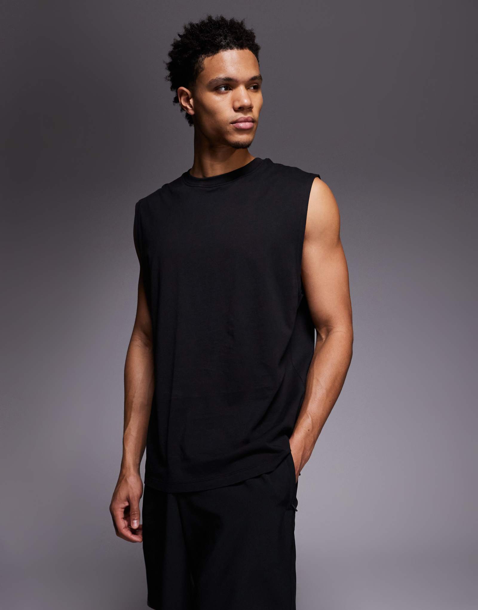 4505 Icon хлопковый тренировочный бак с помпой большого размера с быстросохнущим покрытием черного цвета после стирки