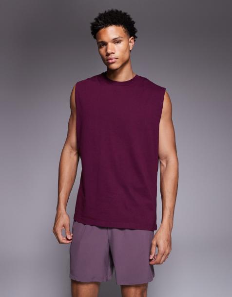 4505 Icon cotton oversized pump training tank with quick dry finish in washed burgundy - view 1