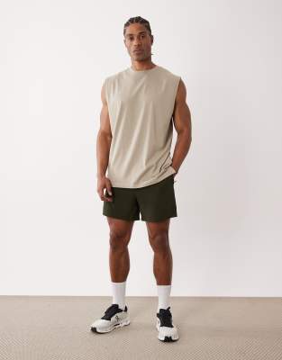4505 Icon Cotton Oversized Pump Training Tank With Quick Dry Finish In Neutral