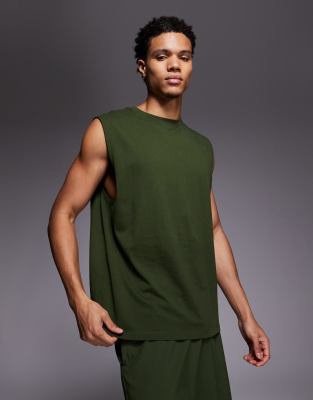 4505 Icon Cotton Oversized Pump Training Tank With Quick Dry Finish In Green