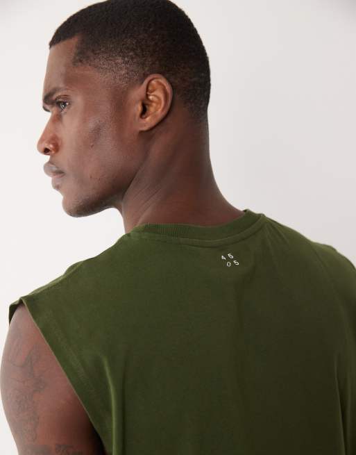 4505 Icon cotton oversized pump training tank with quick dry finish in washed khaki, 3 of 5