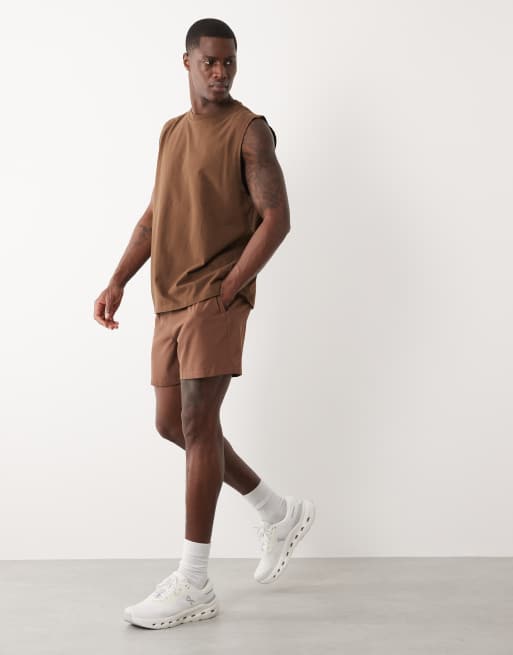 4505 Icon cotton oversized pump training tank with quick dry finish in washed light brown, 2 of 5