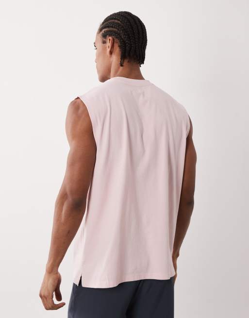 4505 Icon cotton oversized pump training tank with quick dry finish in washed pink, 5 of 5
