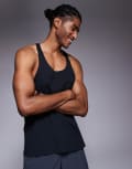 [ASOS] 4505 Icon cotton stringer singlet with quick dry finish in black S Black