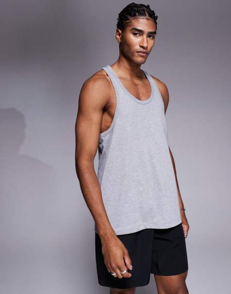 4505 Icon cotton stringer singlet with quick dry finish in grey - view 1