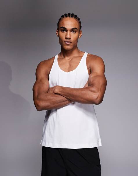 4505 Icon cotton stringer singlet with quick dry finish in white - view 1