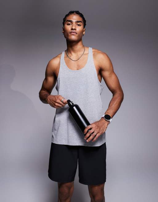 4505 Icon cotton stringer tank top in gray  