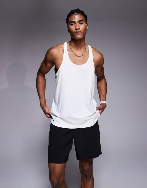 4505 Icon cotton stringer tank top in white  