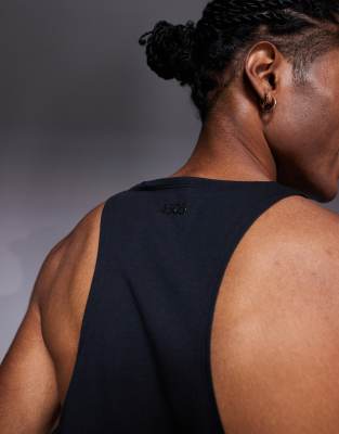 4505 Icon Cotton Stringer Tank Top With Quick Dry Finish In Black