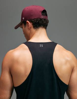 4505 Icon Cotton Stringer Tank Top With Quick Dry Finish In Black