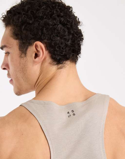 4505 Icon cotton stringer tank top with quick dry finish in greige, 3 of 5