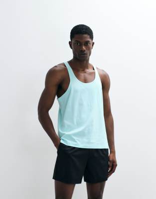 4505 Icon Cotton Stringer Tank Top With Quick Dry Finish In Green