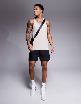 4505 Icon cotton stringer tank top with quick dry finish in taupe-Neutral