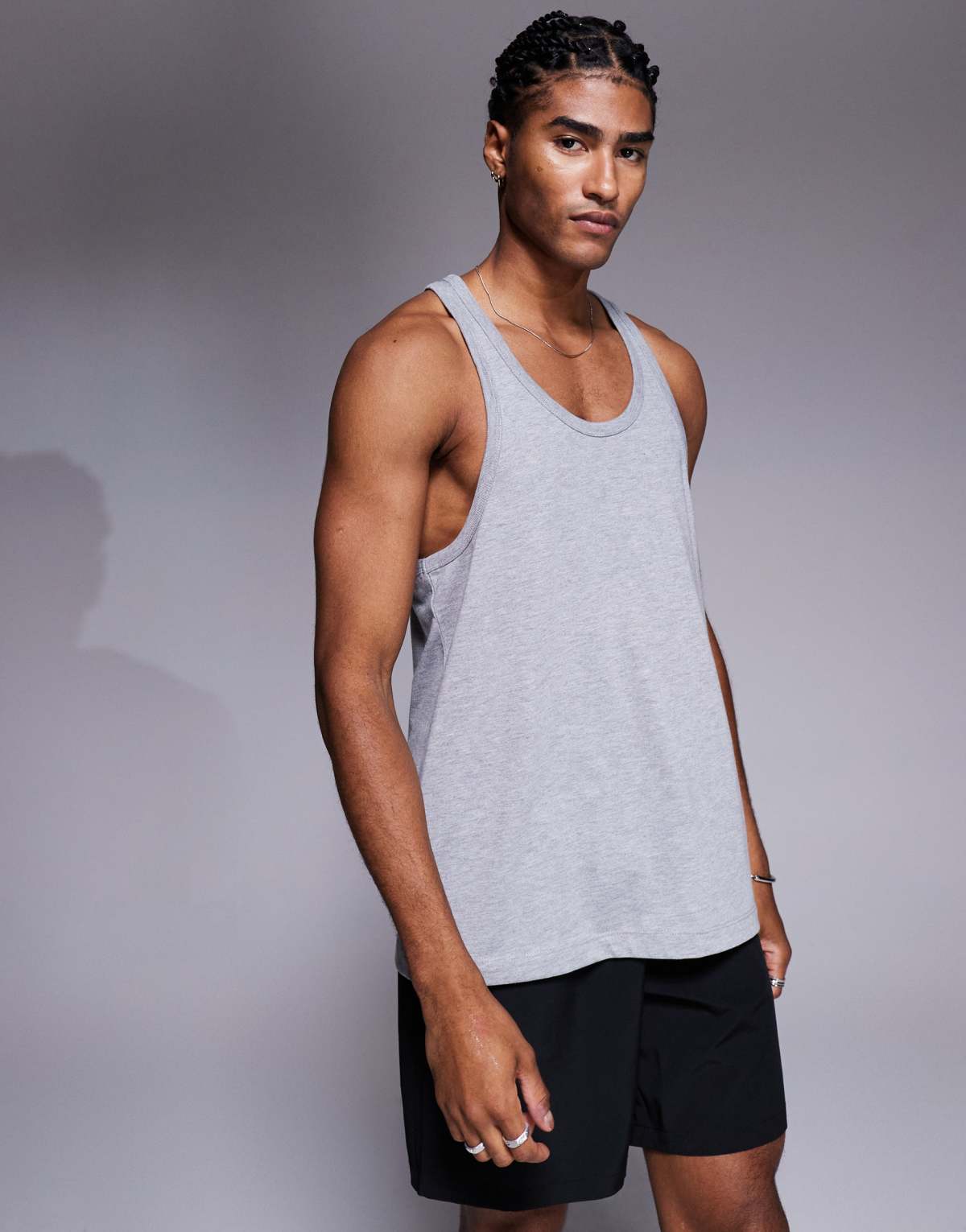 4505 Icon cotton stringer vest with quick dry finish in grey